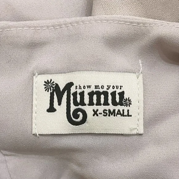 Show Me Your Mumu Lauren Tie Back Dove Grey Chiffon Bridesmaid Maxi Dress - Picture 12 of 16